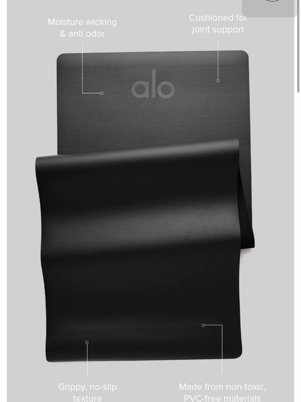 ALO Yoga Black Warrior Mat - Rolled Exercise Mat